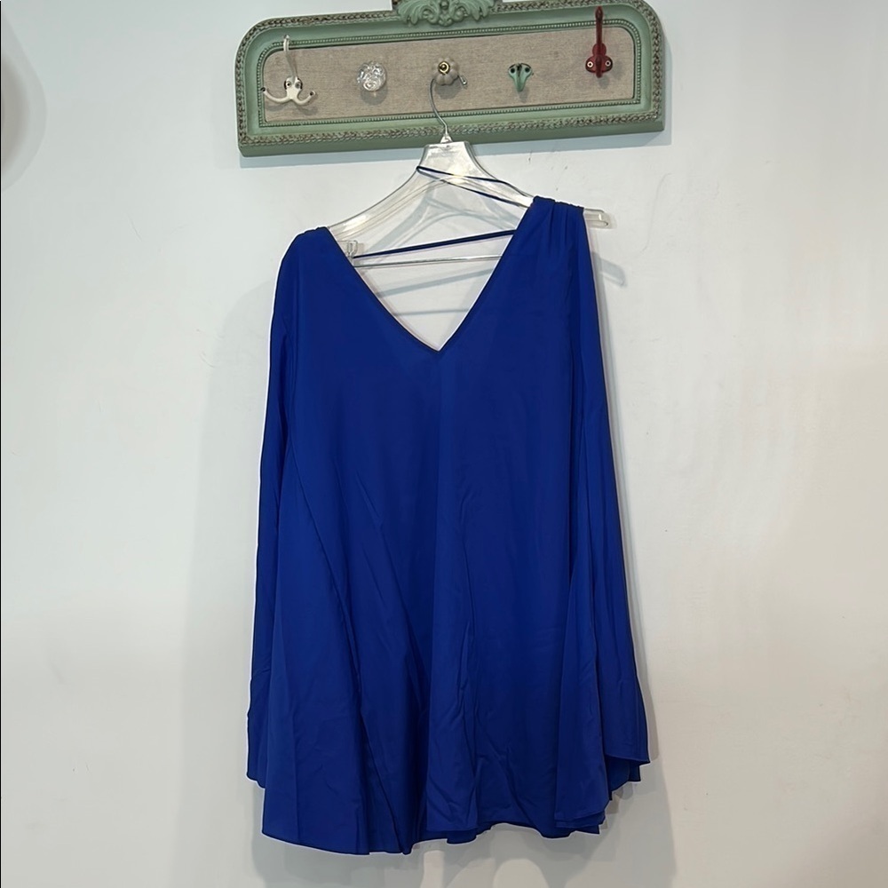 JAYGODFREY Blue cold shoulder v neck Mini Dress cobalt blue size 2 new w tag